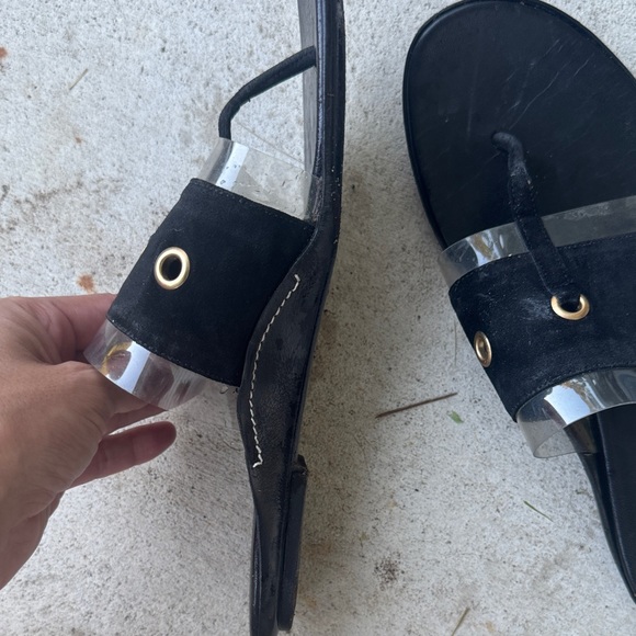 Gucci Black Sandals with Gold Accents - Picture 6 of 12